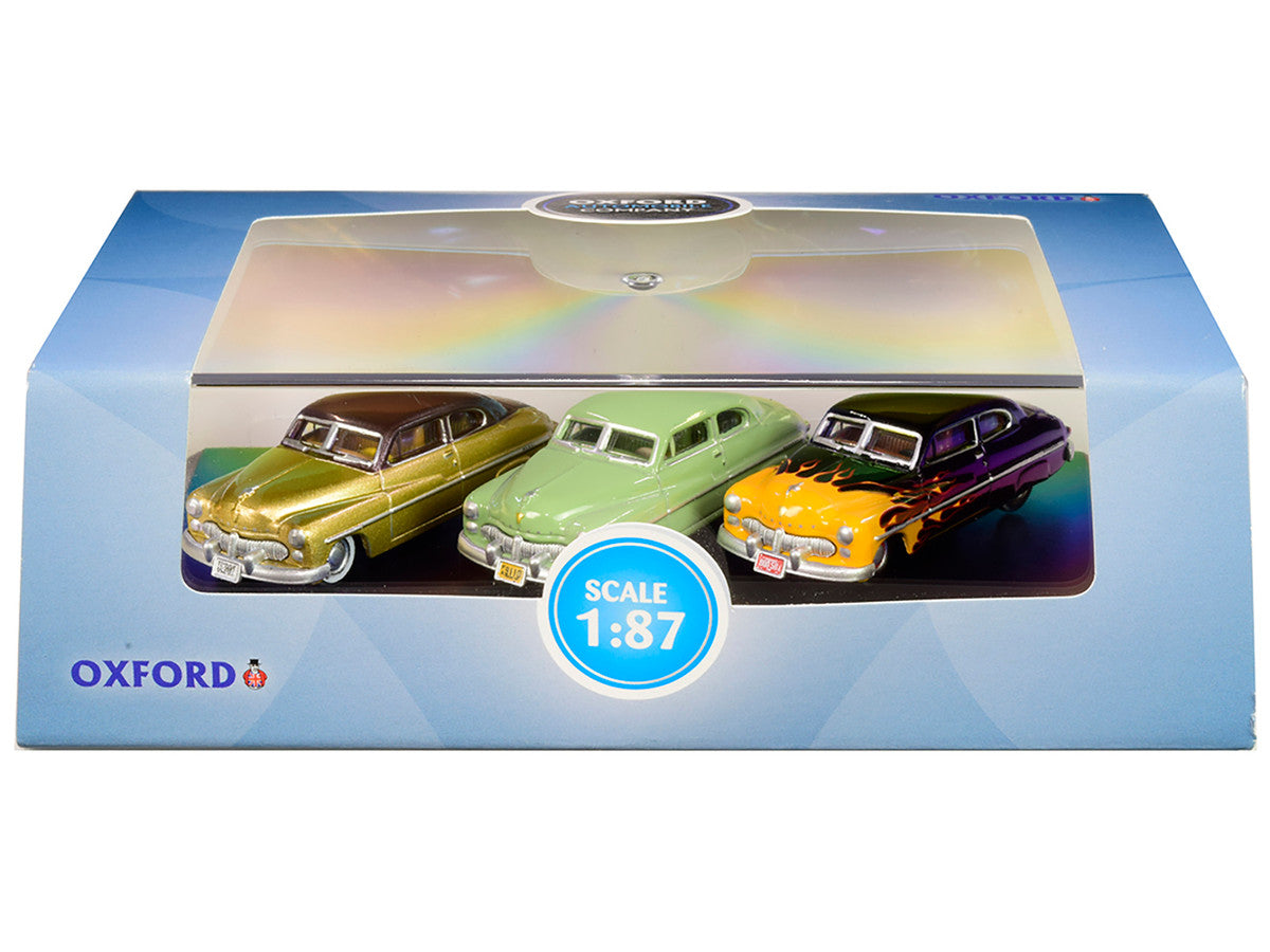 1949 Mercury Set of 3 Cars "70th Anniversary" 1/87 (HO) Scale Diecast Model Cars by Oxford Diecast LuxuryLifeWay Online Store