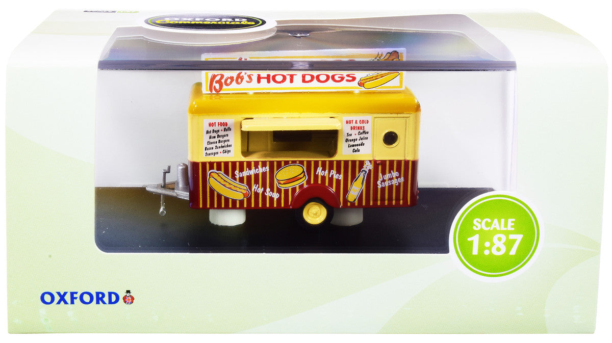 "Bob's Hot Dogs" Mobile Food Trailer 1/87 (HO) Scale Diecast Model by Oxford Diecast LuxuryLifeWay Online Store