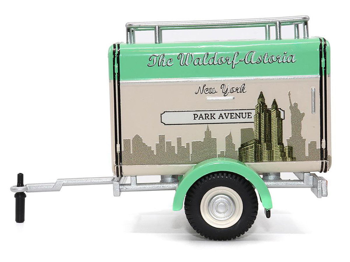 Travel Trailer Beige with Light Green Top "The Waldorf-Astoria Luggage Service New York - Park Avenue" 1/24 Diecast Model Car by Motor City Classics LuxuryLifeWay Online Store