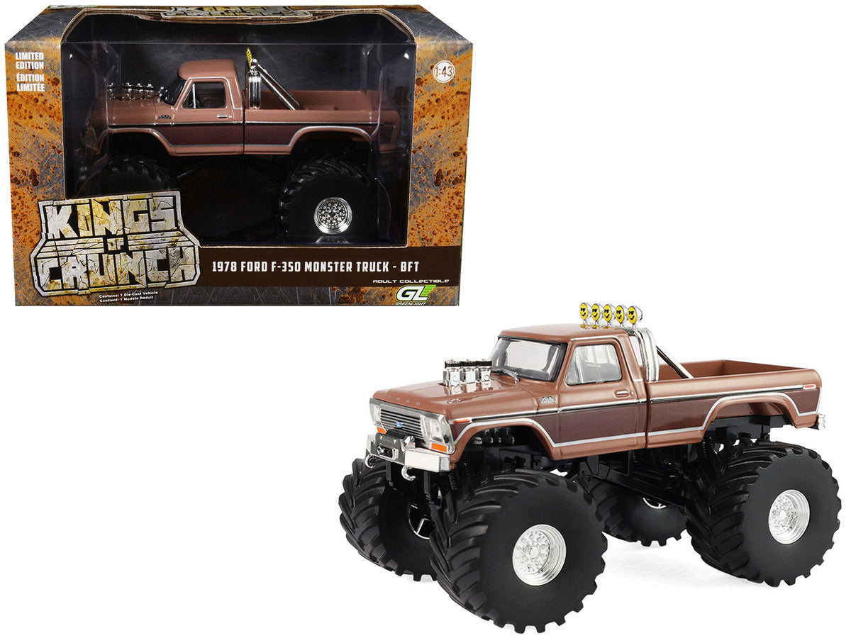 1978 Ford F-350 Monster Truck with 66-Inch Tires "BFT" Brown Two-Tone "Kings of Crunch" Series 1/43 Diecast Model Car by Greenlight LuxuryLifeWay Online Store