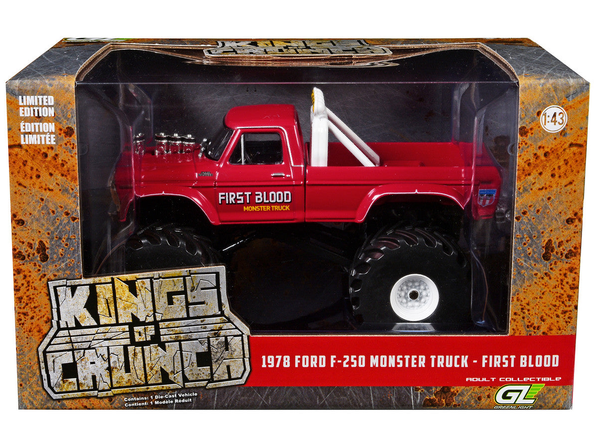 1978 Ford F-250 Monster Truck with 66-Inch Tires "First Blood" Red "Kings of Crunch" Series 1/43 Diecast Model Car by Greenlight LuxuryLifeWay Online Store