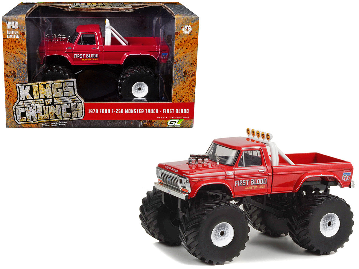1978 Ford F-250 Monster Truck with 66-Inch Tires "First Blood" Red "Kings of Crunch" Series 1/43 Diecast Model Car by Greenlight LuxuryLifeWay Online Store