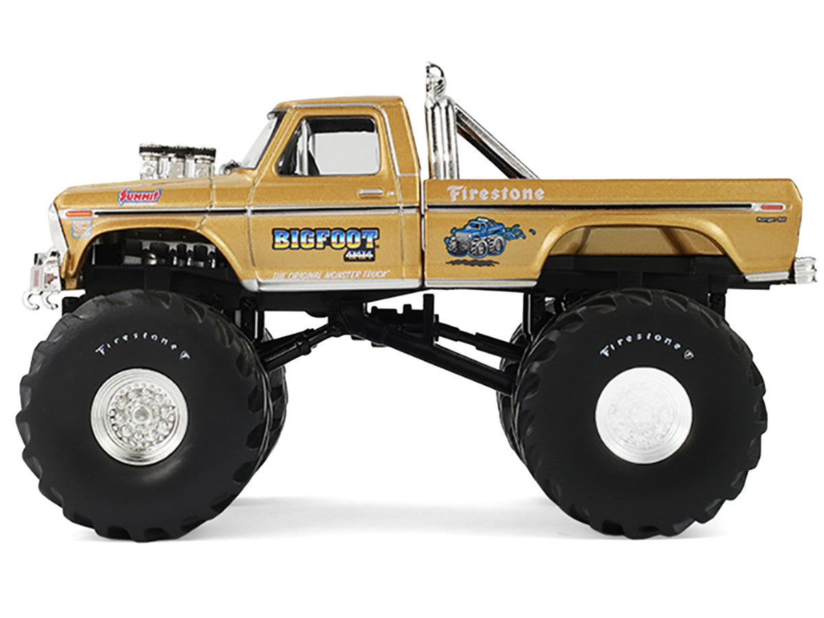1979 Ford F-250 Monster Truck "Bigfoot #1 50th Anniversary" Gold Metallic "Kings of Crunch" Series 1/43 Diecast Model Car by Greenlight LuxuryLifeWay Online Store