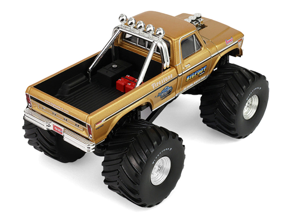 1979 Ford F-250 Monster Truck "Bigfoot #1 50th Anniversary" Gold Metallic "Kings of Crunch" Series 1/43 Diecast Model Car by Greenlight LuxuryLifeWay Online Store