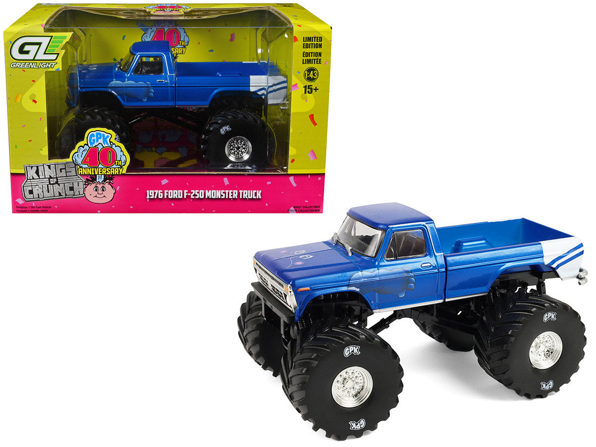 1976 Ford F-250 Monster Truck "Garbage Pail Kids 40th Anniversary - Buck Truck" Blue Metallic with Graphics "Kings of Crunch" Series 1/43 Diecast Model Car by Greenlight LuxuryLifeWay Online Store