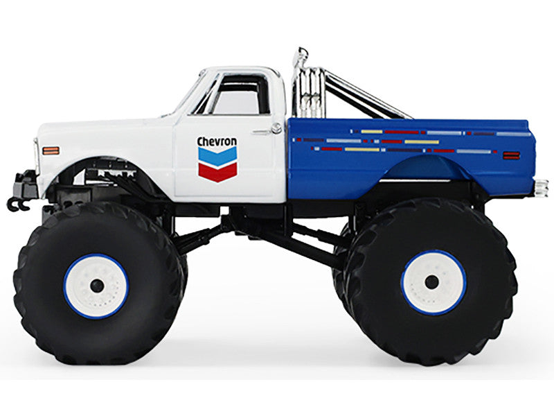 1972 Chevrolet K-10 Monster Truck "Chevron 150th Anniversary" White and Blue Metallic "Kings of Crunch" Series 1/43 Diecast Model Car by Greenlight LuxuryLifeWay Online Store