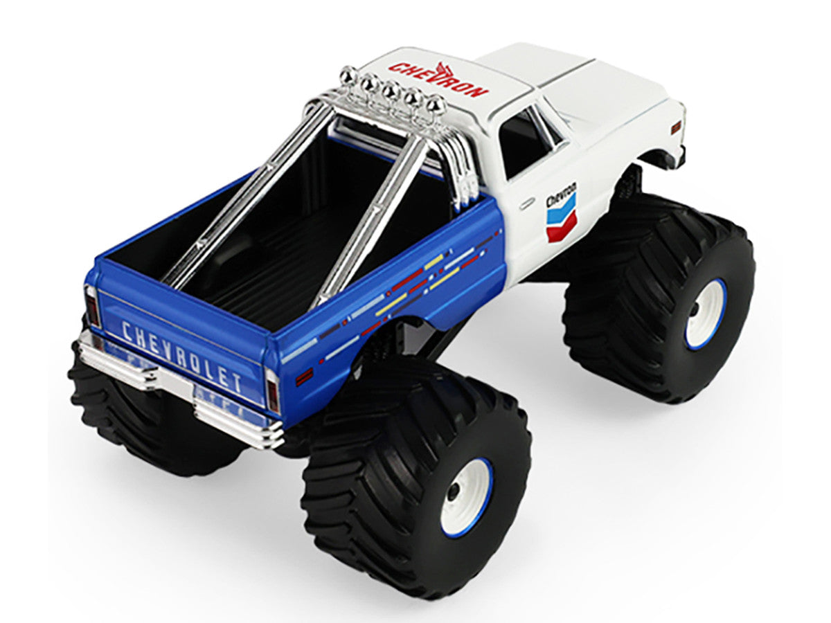 1972 Chevrolet K-10 Monster Truck "Chevron 150th Anniversary" White and Blue Metallic "Kings of Crunch" Series 1/43 Diecast Model Car by Greenlight LuxuryLifeWay Online Store