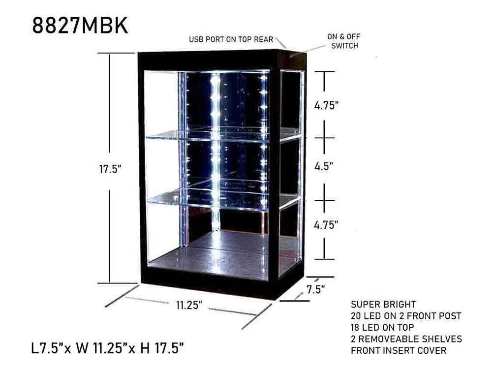 Showcase 3 Tier Display Case with Mirror Back Panel and LED Lights for 1/64-1/18  Scale Models LuxuryLifeWay Online Store