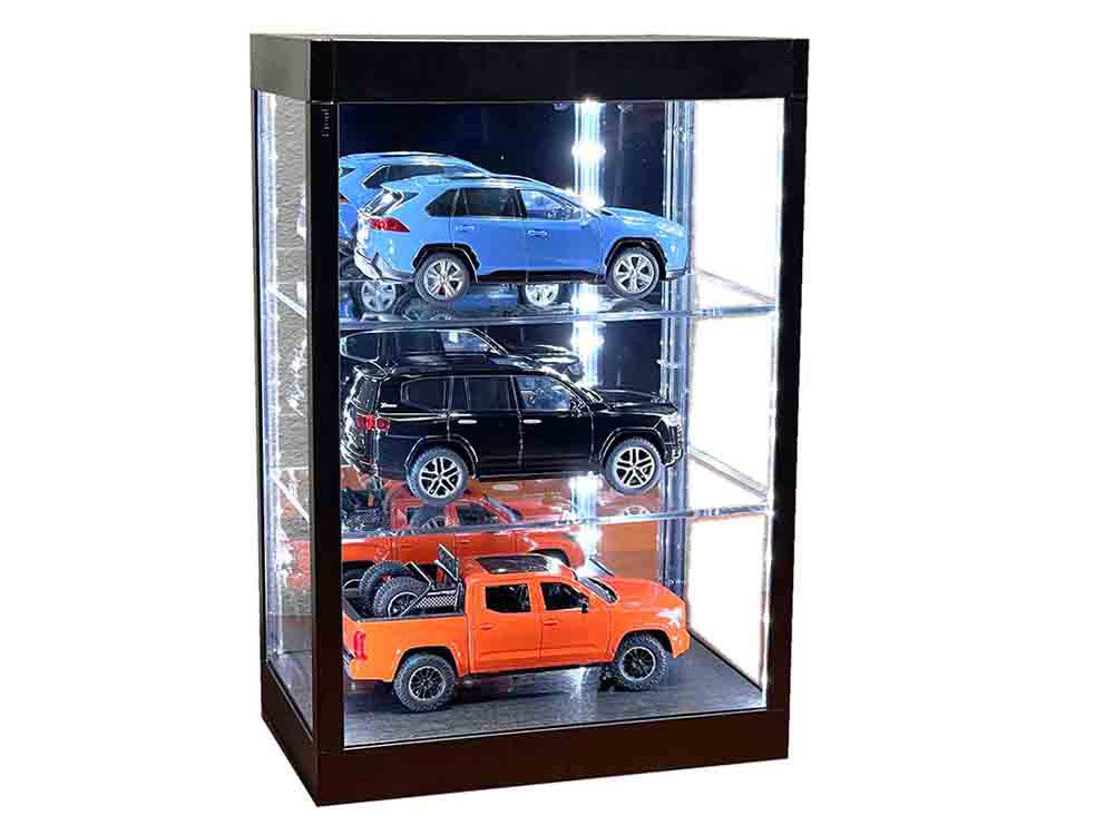 Showcase 3 Tier Display Case with Mirror Back Panel and LED Lights for 1/64-1/18  Scale Models LuxuryLifeWay Online Store