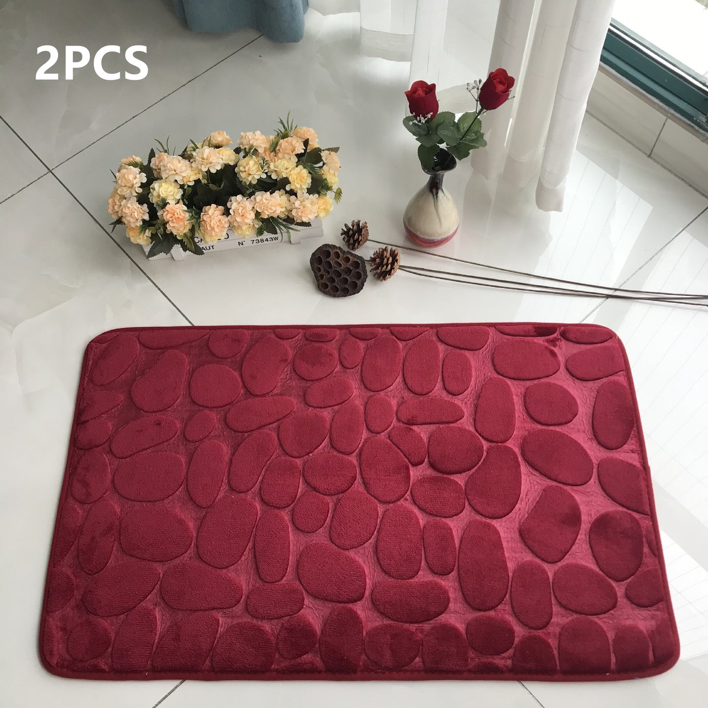 Absorbent Non-slip Stone Embossed Carpet Floor Mat