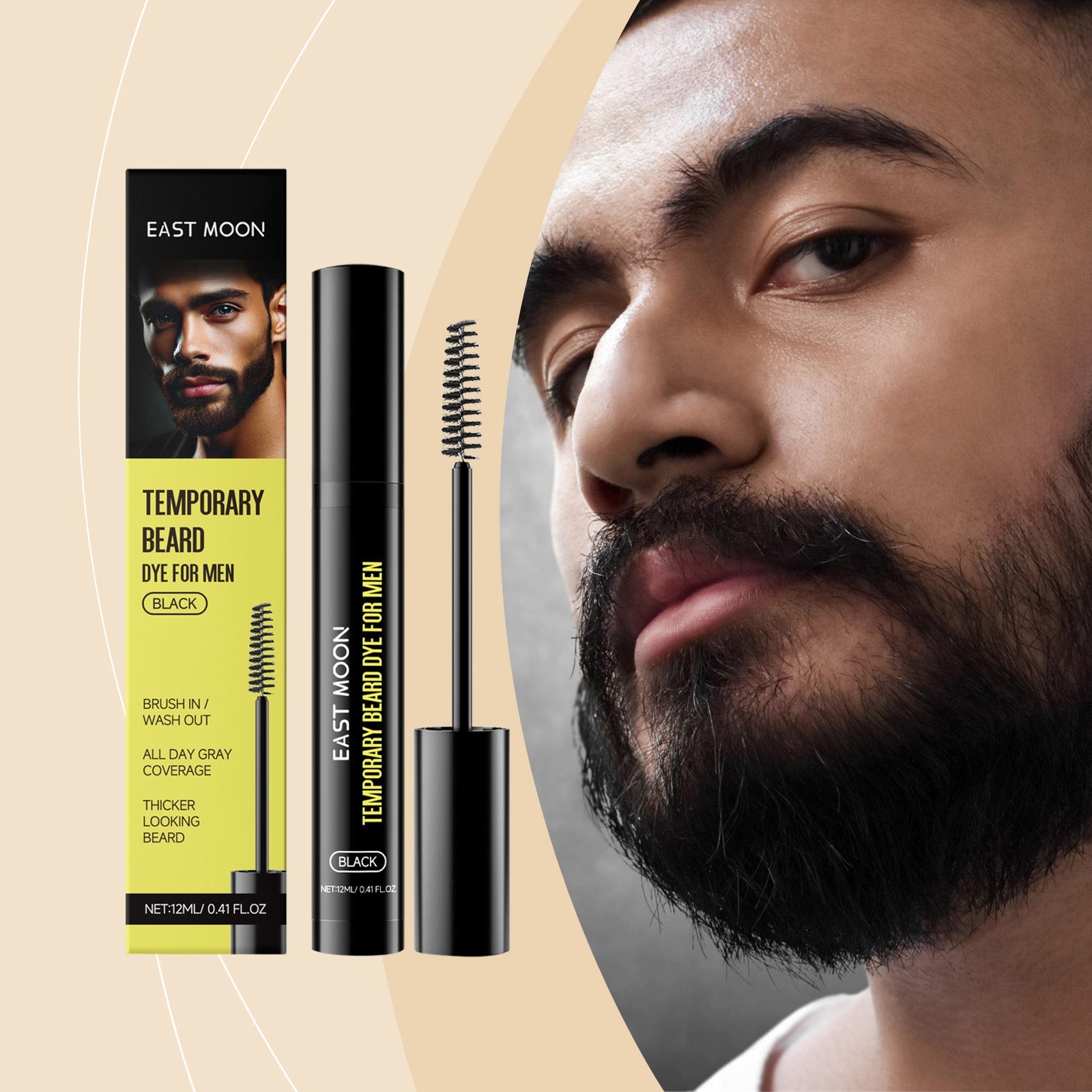 Men's Beard And Eyebrow Dye Black Tri Light Beauty