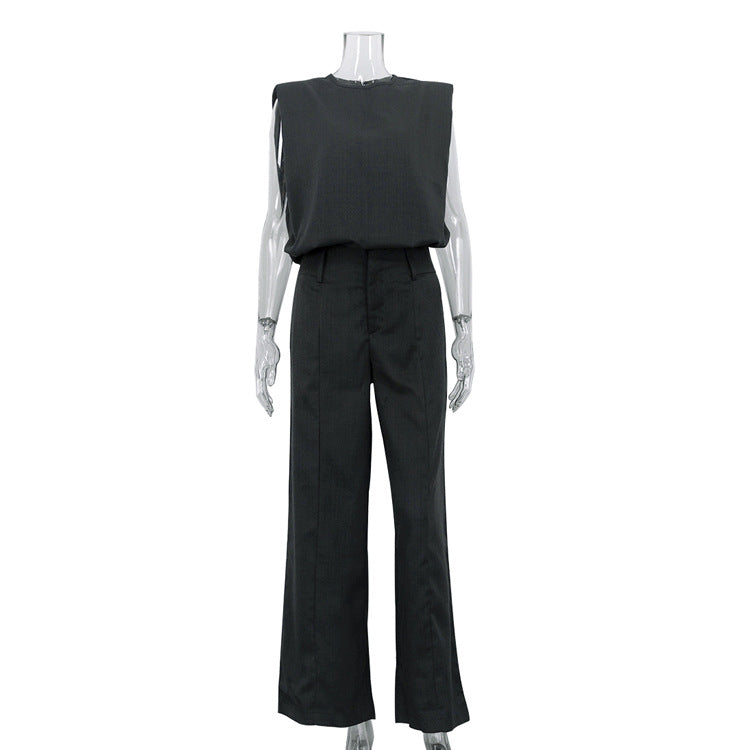 Sleeveless Vest Pullover Top And Loose-fitting Trousers Two-piece Set NorixaFashion.com