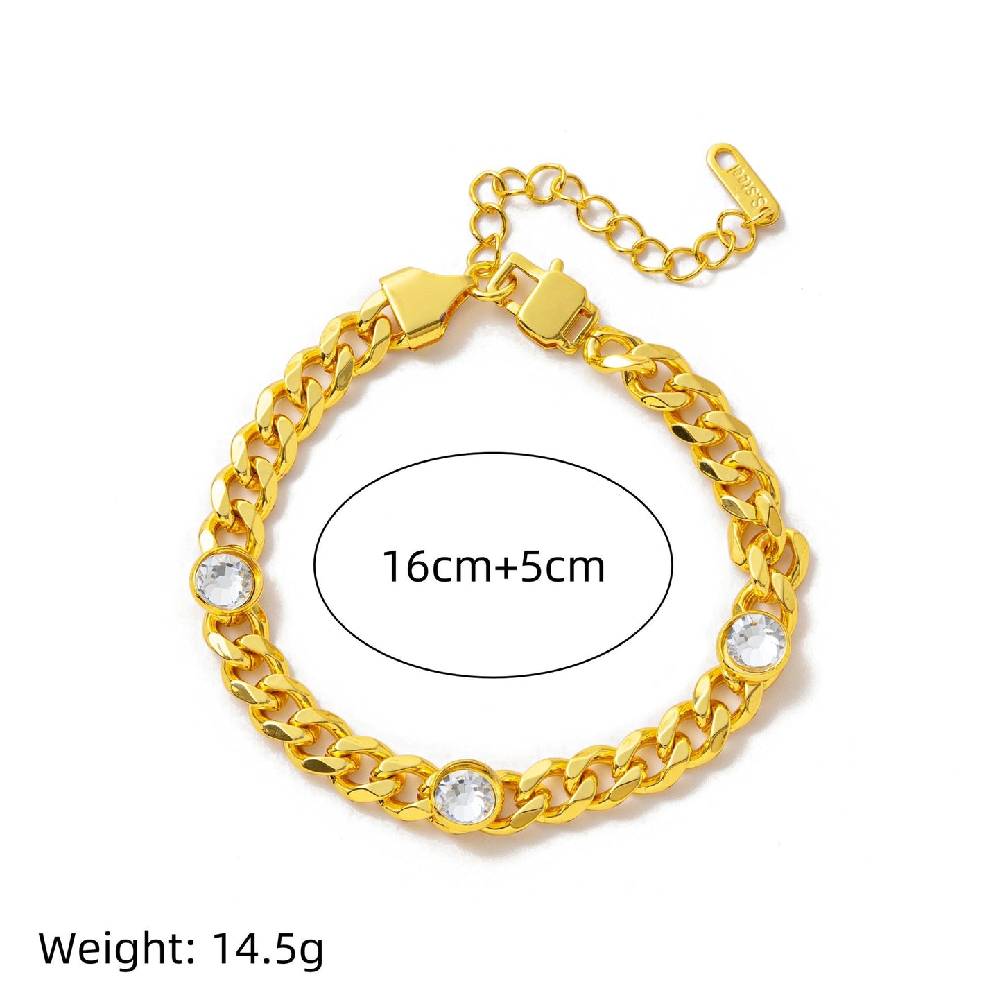 Electroplating Gold Hip-hop Titanium Steel Bracelet Necklace Color Protection LadyShow.Store