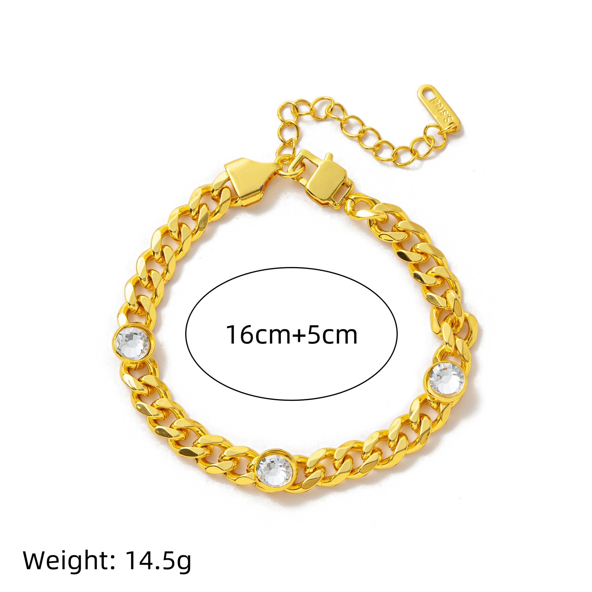Electroplating Gold Hip-hop Titanium Steel Bracelet Necklace Color Protection LadyShow.Store