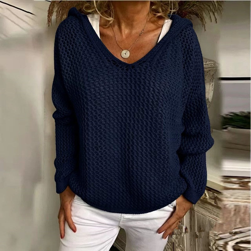 Sun Protection Knitted Hooded Sun Protection Clothing Hooded Thin Loose Sweater NorixaFashion.com