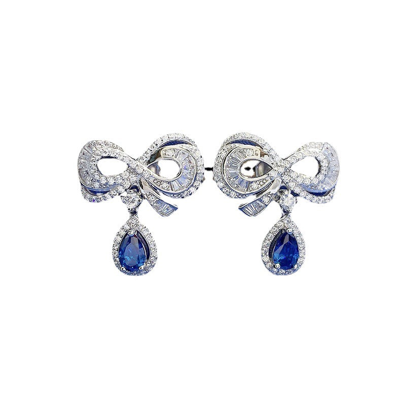 S925 Silver Water Drop Bow Earrings LadyShow.Store