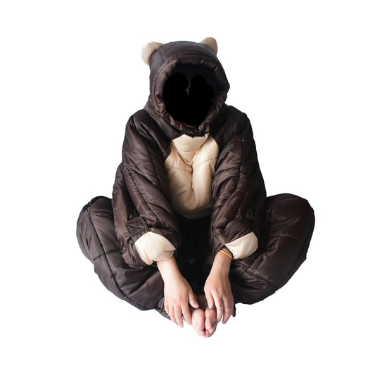 Bear Shaped Brown Kumano Human Body Mummy Sleeping Bag