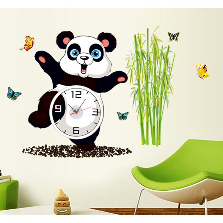 Creative clock panda wall stickers PearlNestDecor.com