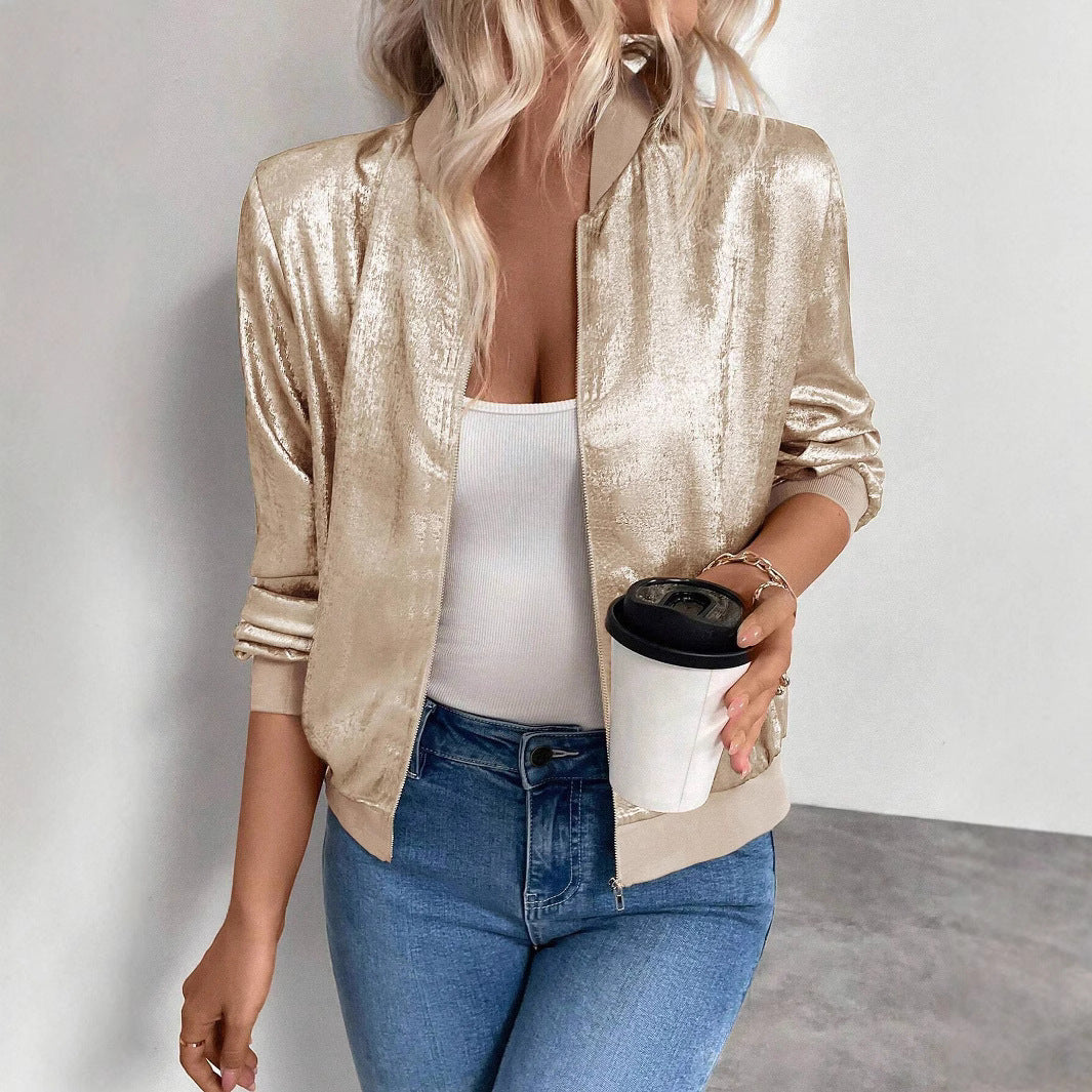 Thin Coat With Zip Slim Fit Slimming Casual Jacket Top LadyShow.Store