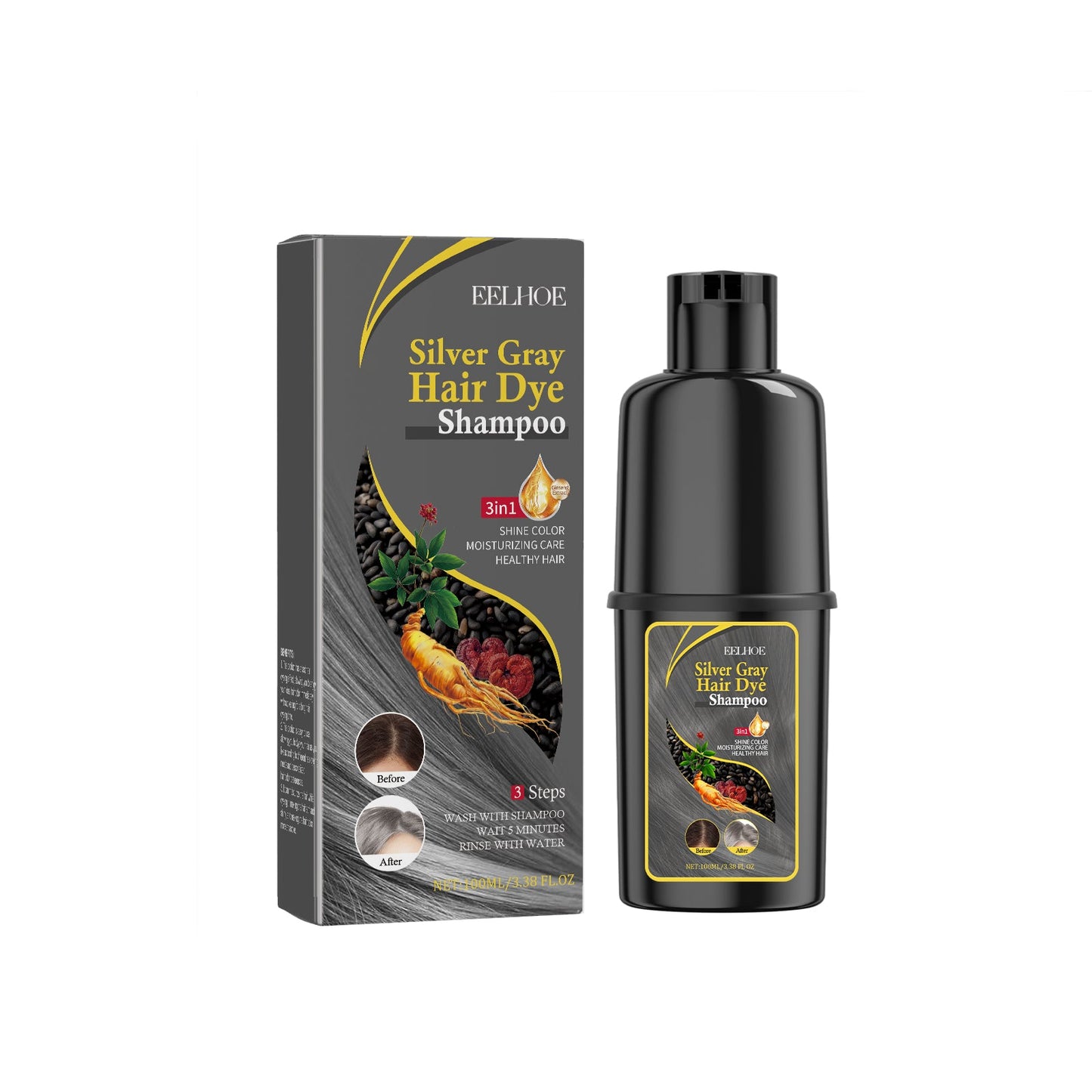 Black Hair Dye Shampoo Silver Gray Tri Light Beauty
