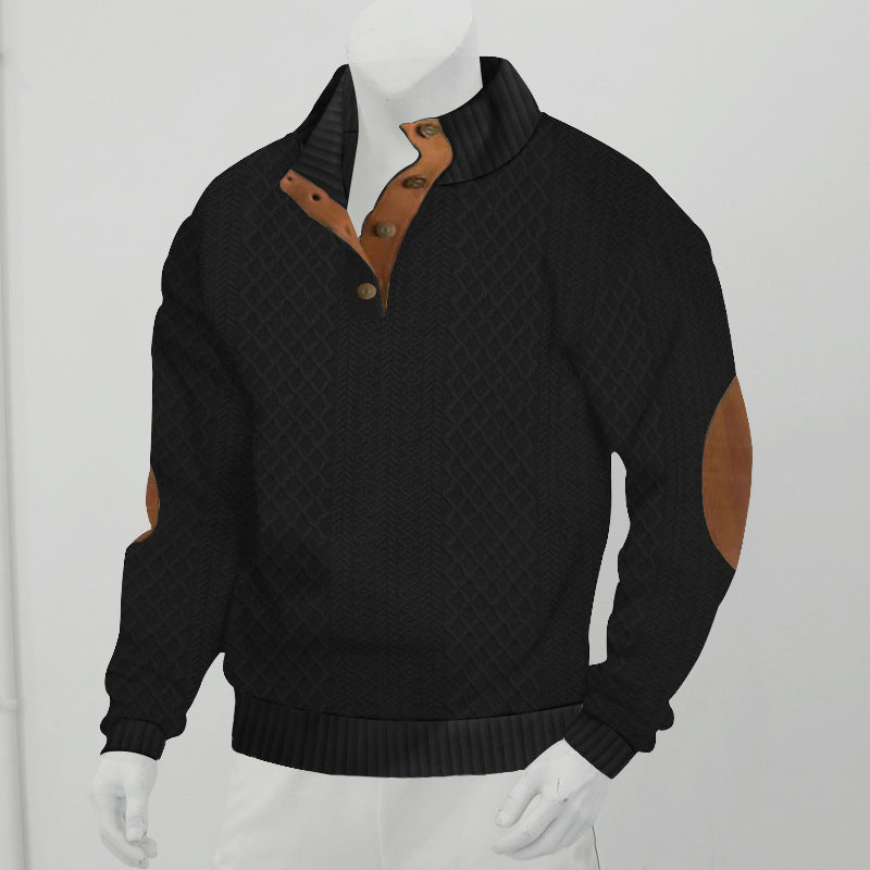 Stand Collar Long Sleeve Jacquard Knitted Pullover Sweater LadyShow.Store