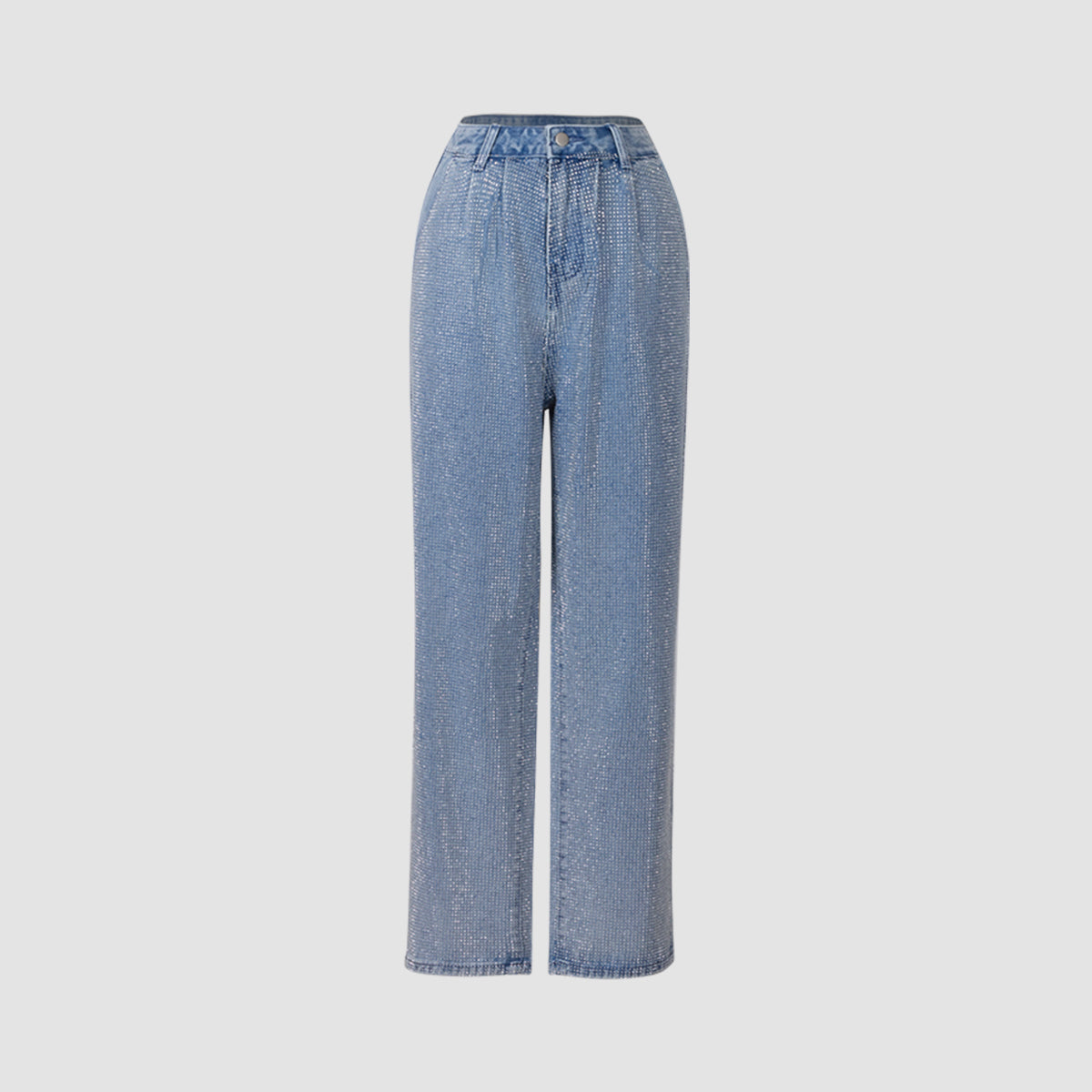 Elegant Glittery Denim Crop Top And Pants Ensemble NorixaFashion.com