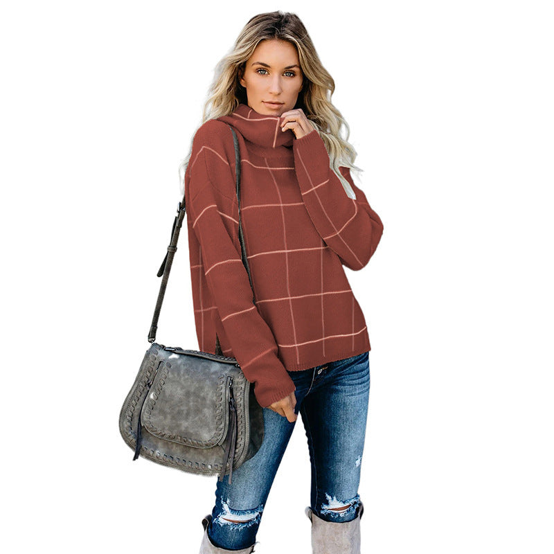Plaid Street Knit Sweater NorixaFashion.com