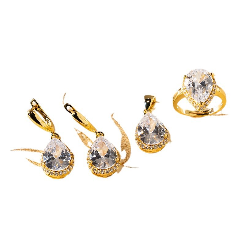 Drop-shaped Zircon Non-fading Ornament Three-piece Set LadyShow.Store