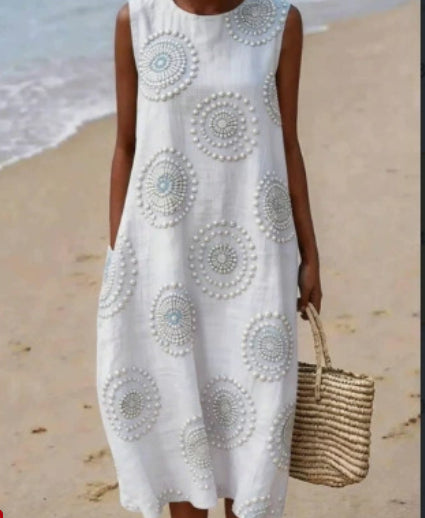 Printed Ladies Long-sleeved Round Neck Dress LadyShow.Store