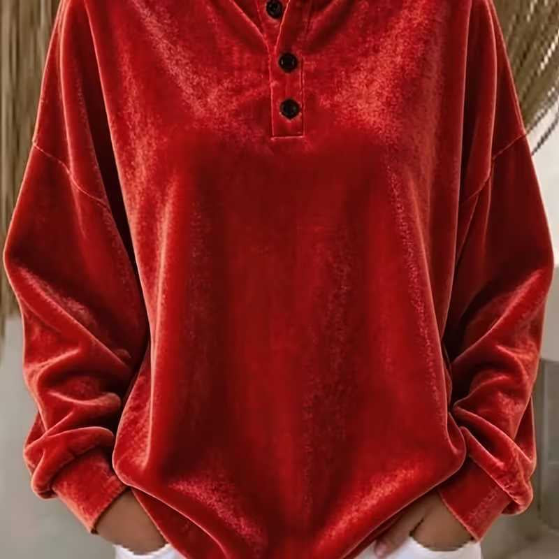 New Loose-fitting Velvet Button Casual Fashion Sweatshirt NorixaFashion.com