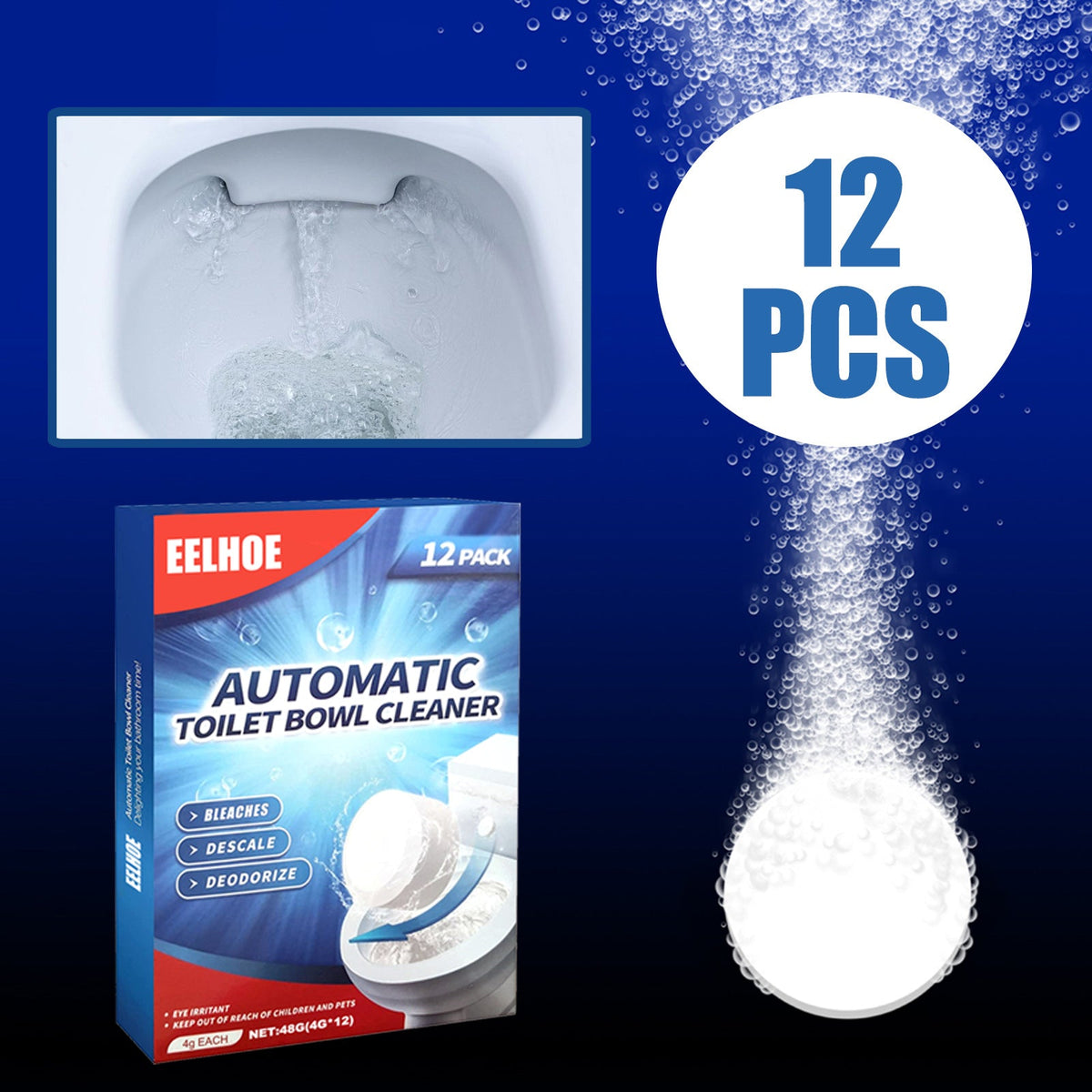 Toilet Cleaning Effervescent Tablets Tri Light Beauty