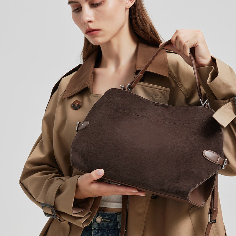 Genuine Deer Suede Brushed Leather Crossbody Bag Versatile LadyShow.Store