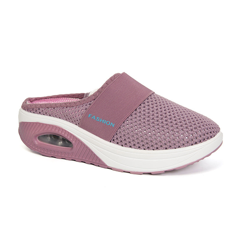 One Pedal Female Lazy Plus Size Thick Bottom Air Cushion Half Trawling Slippers LadyShow.Store
