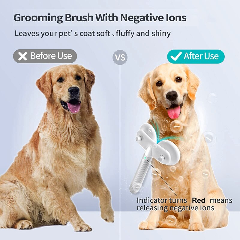 Pet Cat Brush Dog Slicker Brush Double-headed Negative Ion One-button Self Cleaning Dog Cat Hair Removal Pets Products Pets Fashion