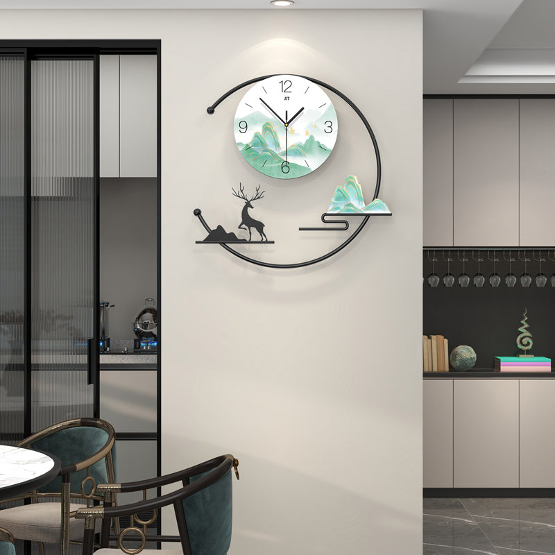 Modern Mountain Deer Wall Clock Artistic Living Room Home Decor PearlNestDecor.com