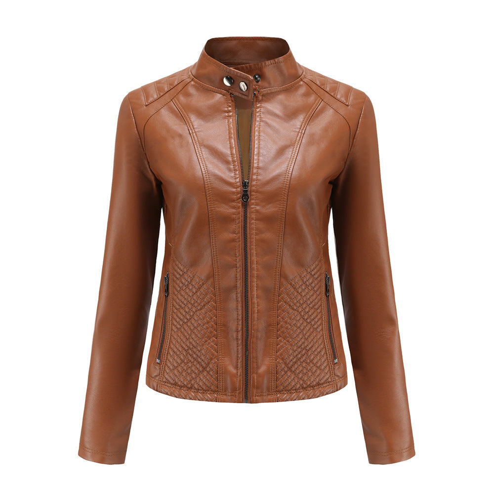 Autumn And Winter Casual Leather  Coat Long-sleeved Motorcycle Jacket