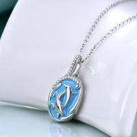 Dolphin Zircon 925 Silver Pendant Necklace for Women Girls LadyShow.Store