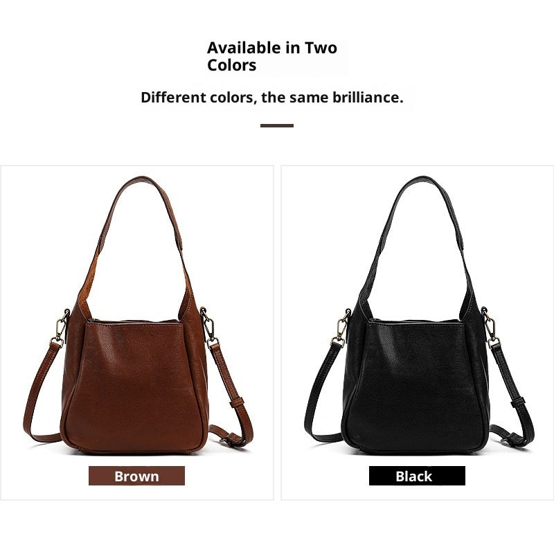 Solid Color Women's Portable Cross-body Bag First Layer Cowhide LadyShow.Store