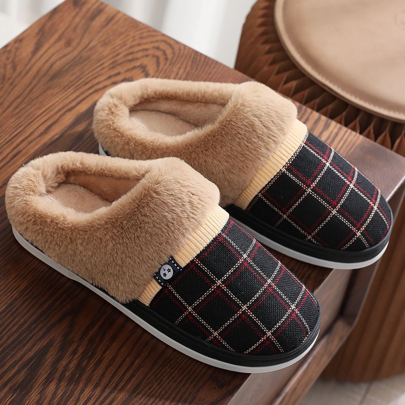 Mens Cotton Slippers For Winter Non-slip  Warm And With A Thick Sole Best YouTube Store