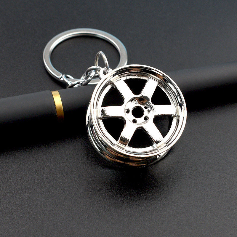 Creative Stereo Car Modification Fittings Wheel Hub Metal Keychains LadyShow.Store