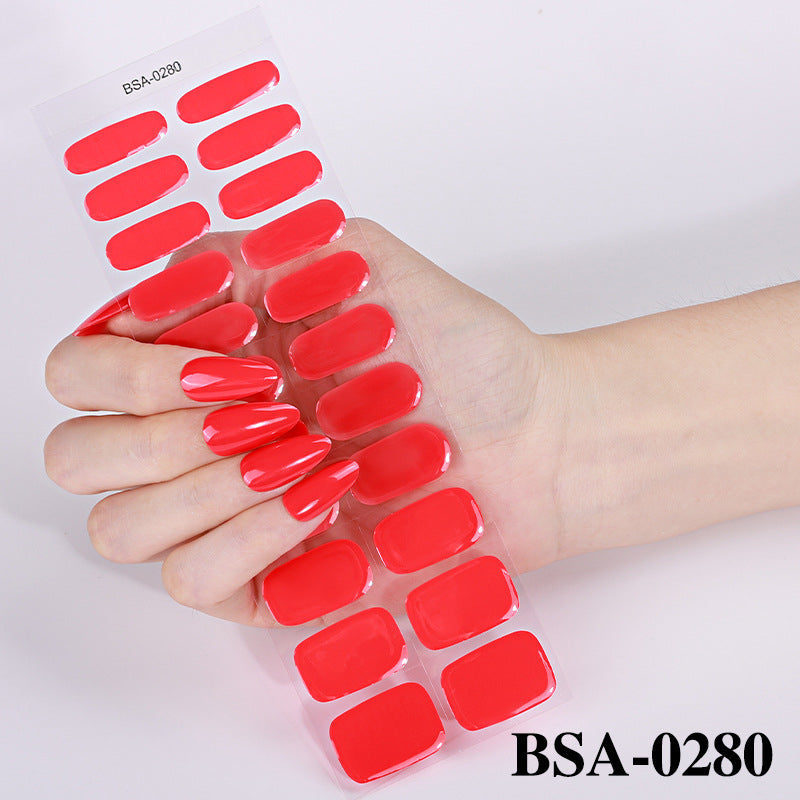 Simple Solid Color Scallion Powder No-bake Gel Nail Stickers LadyShow.Store