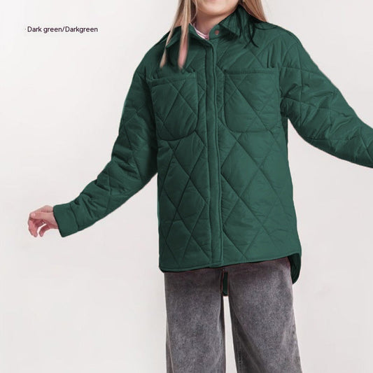Art Loose Rhombus Cotton Clothing Cotton Coat Daughter Best YouTube Store