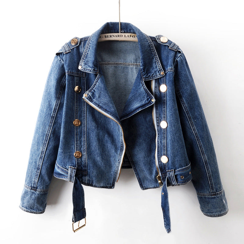Women's Short Loose Top Motorcycle Jacket LadyShow.Store