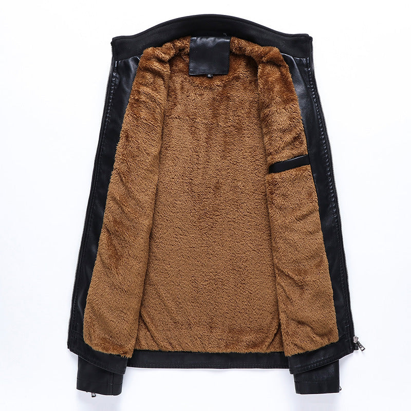 Men's new winter cashmere thick warm leather jacket PU leather jacket LuxuryLifeWay Online Store