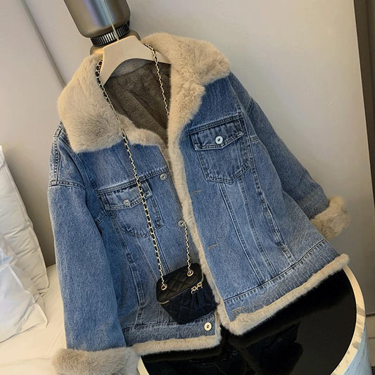 Loose Casual Furry Fleece-lined Thickened Cotton Clothing Parka Best YouTube Store