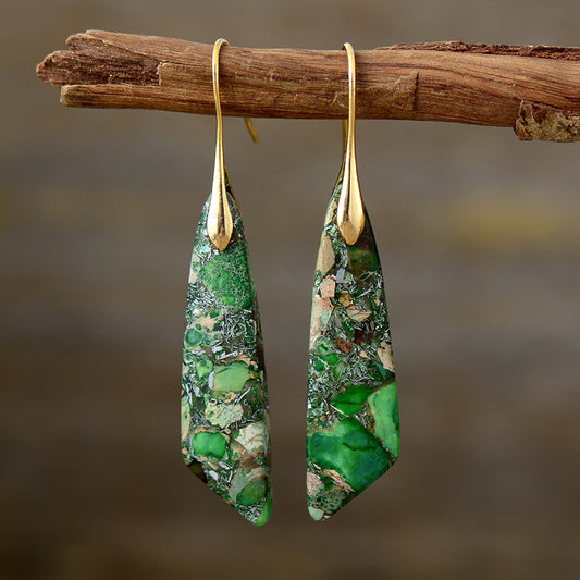 Bohemian Emperor Stone Geometric Pendant Earrings CJD2