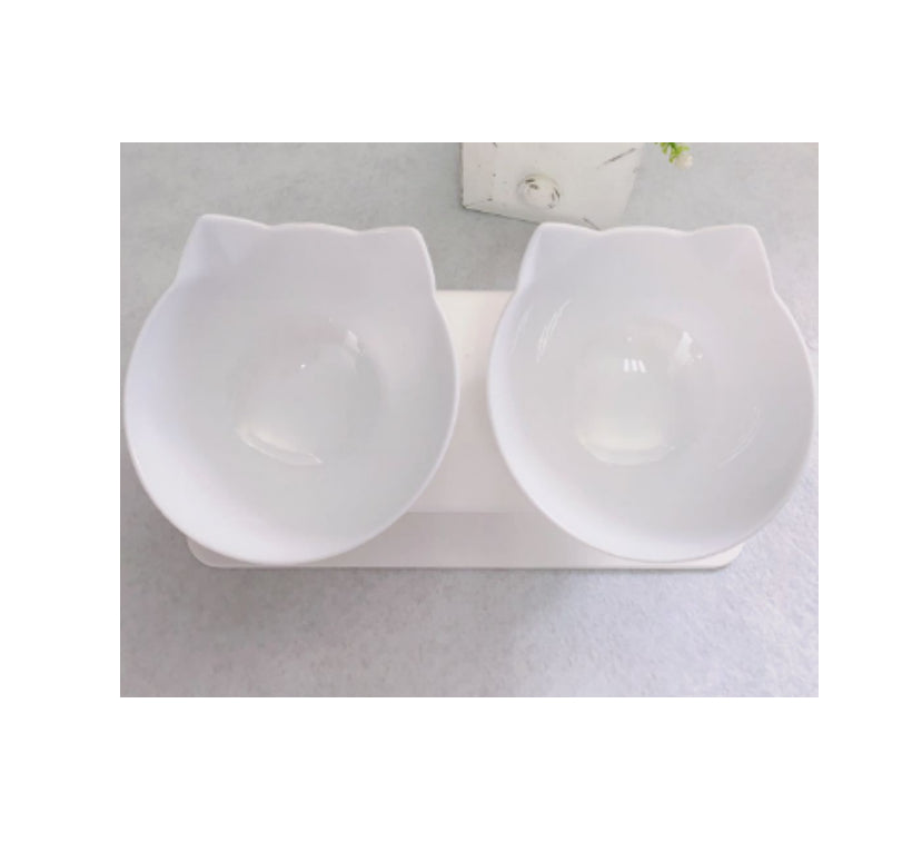 Cat Double Bowl Cat Food Bowl Protects Cervical Vertebra Pets Fashion