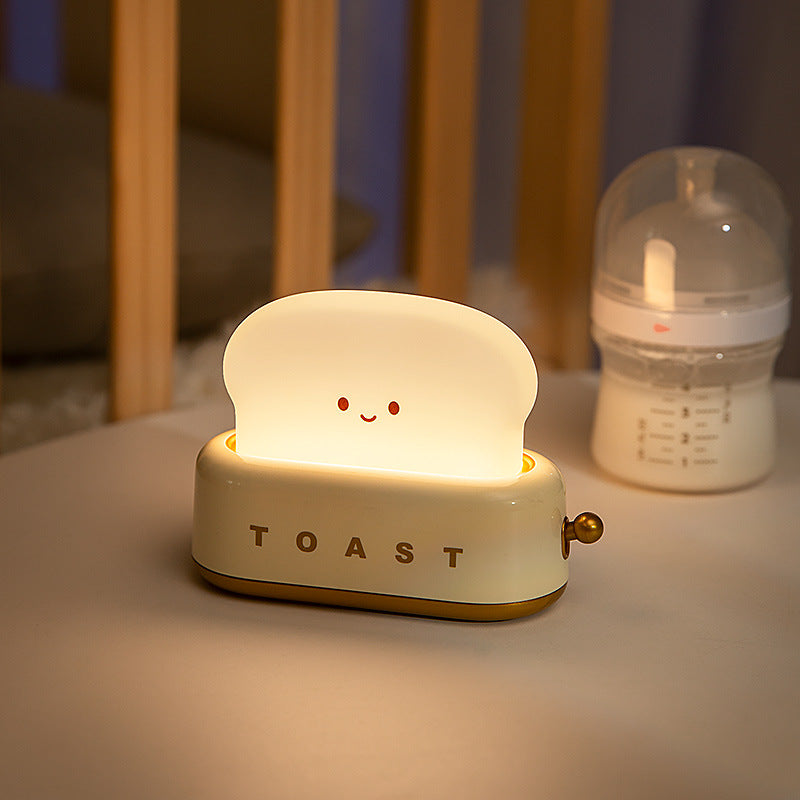 Creative LED Bread Maker Night Light USB Charging Dimming Toast Lamp Bedroom Children Timing Sleeping Lamps Funny Light