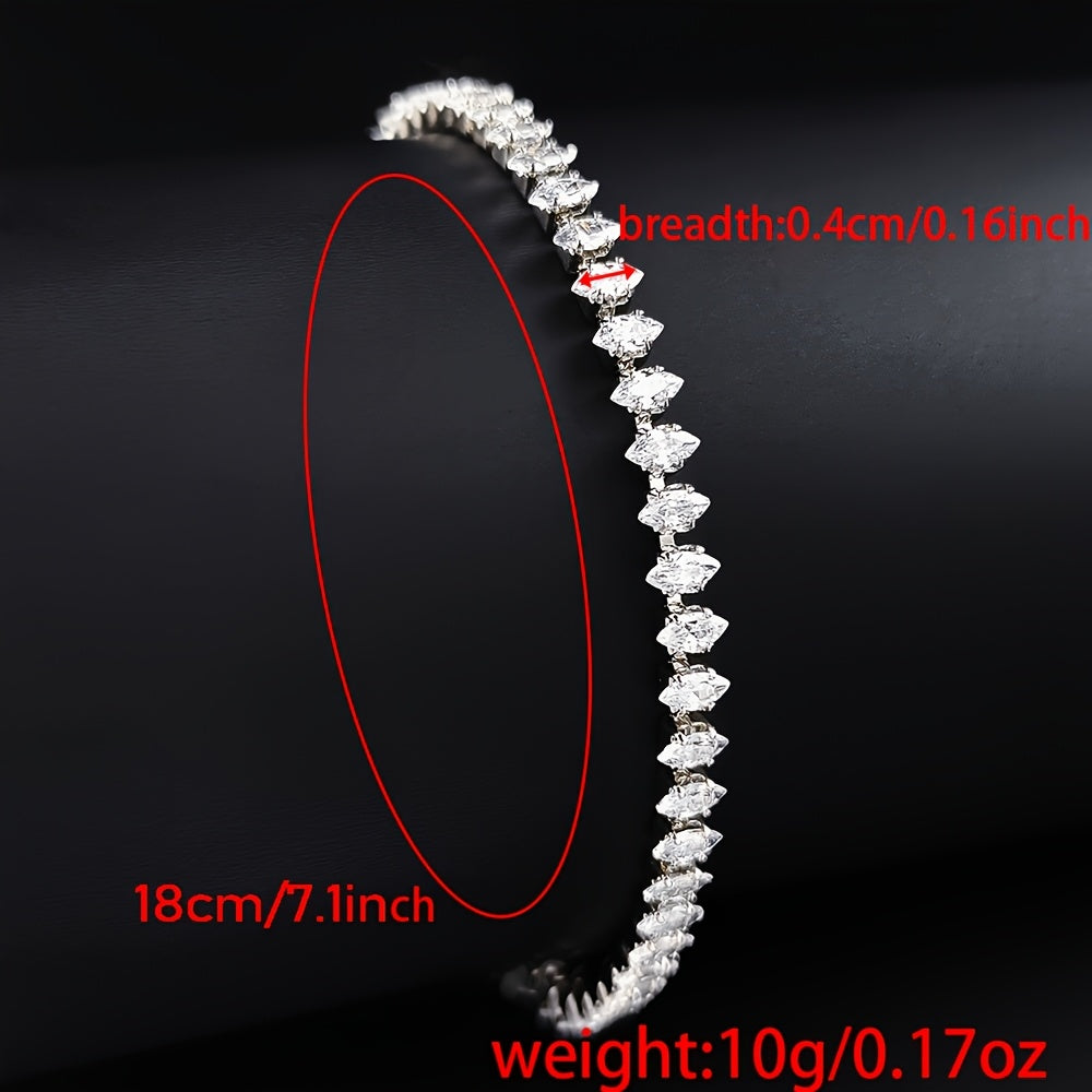 2024 New Marquise Oval Square Cut Luxury Silver Color on Hand Tennis Bracelet Bangle for Women Party Gift Jewelry S7062 Pi-Mart