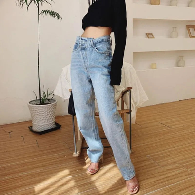 Loose Asymmetrical Denim Pants Pi-Mart